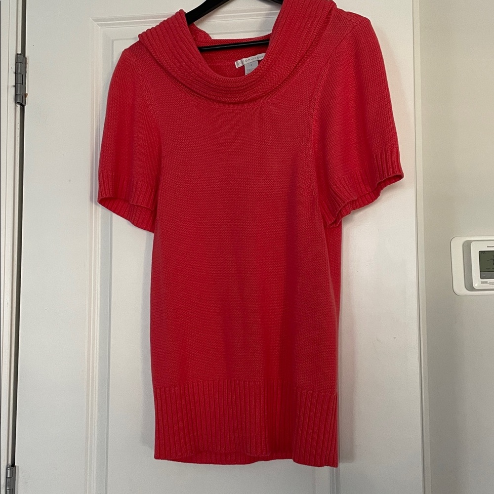Design History Top Dress Women Size S Coral Soft Knit Cowl Neck Short Sleeves - Picture 13 of 13